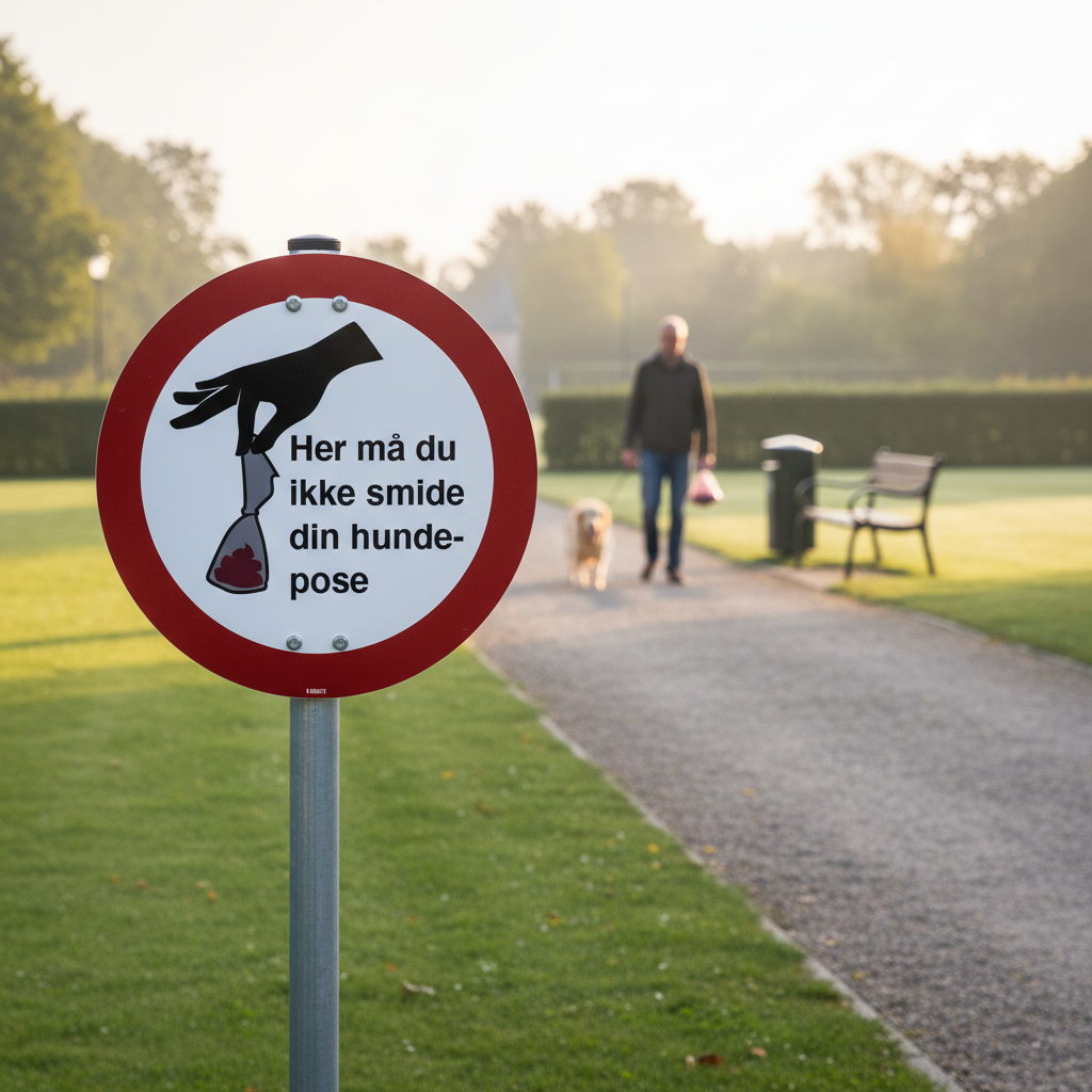 Her må du ikke smide din hundepose skilt - Billede 2